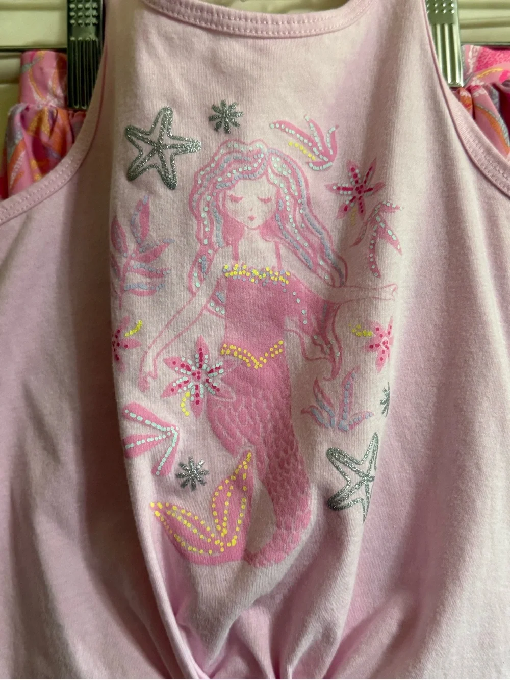 Set -OshKosh B'gosh Pink Mermaid Tie-Front Tank Top with matching tropical skirt